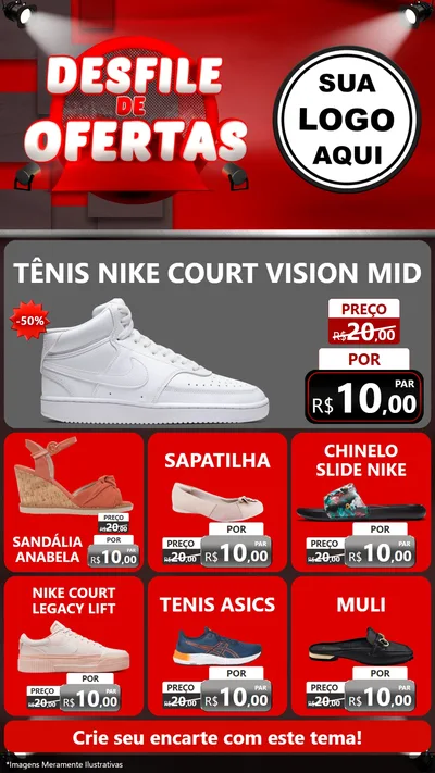Modelo de Rede Social para Stories com o tema Desfile de Ofertas para Calçados