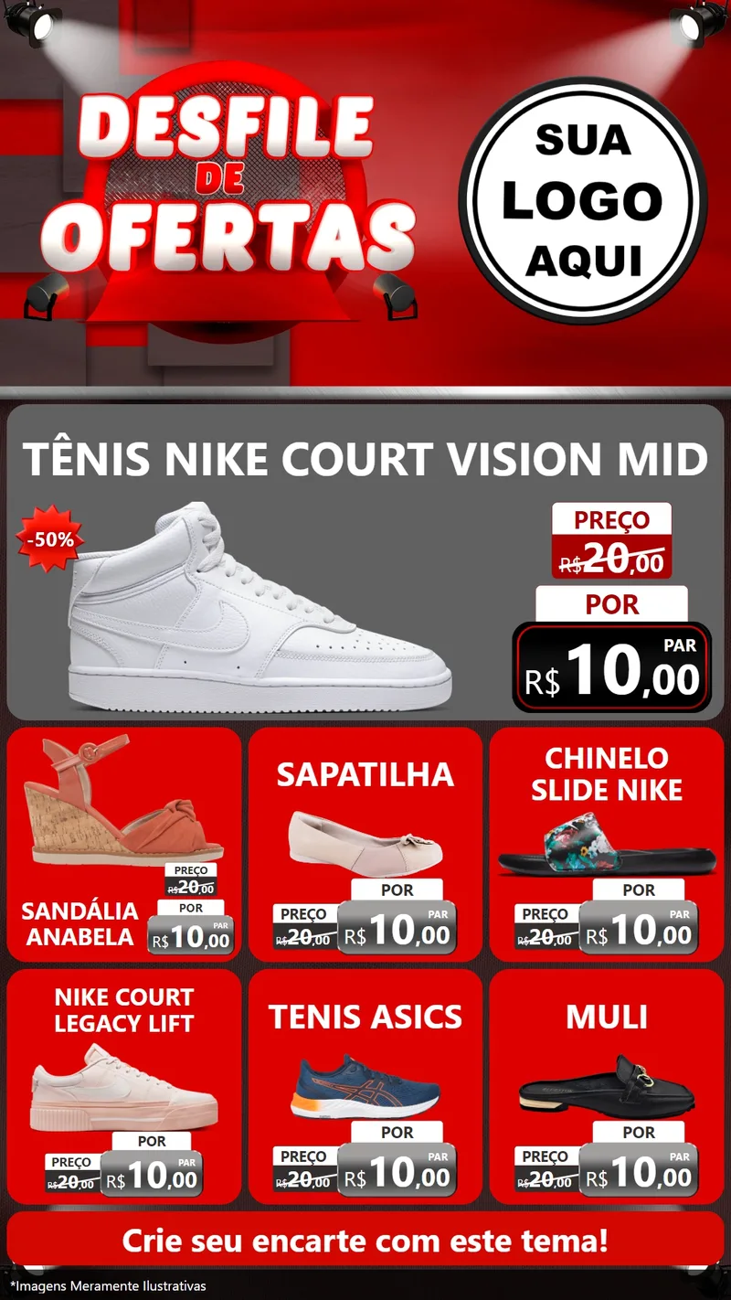 Modelo de Rede Social para Stories com o tema Desfile de Ofertas para Calçados