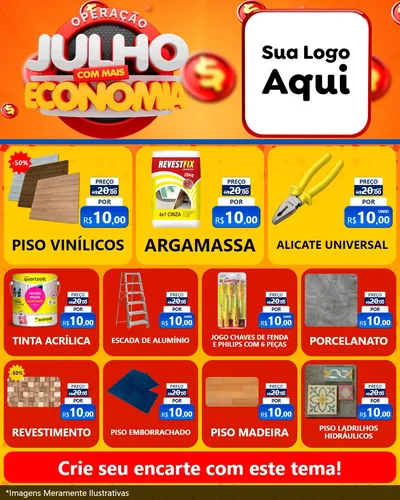 Modelo de Rede Social para Feed Instagram com o tema Operação Julho Com Mais Economia para Material para Construção