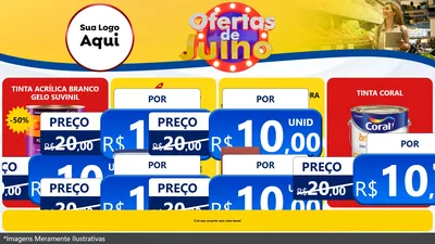 Modelo de TV para TV Horizontal com o tema Ofertas de Julho para Tintas e Ferramentas
