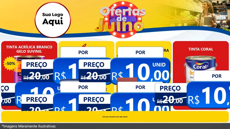 Modelo de TV para TV Horizontal com o tema Ofertas de Julho para Tintas e Ferramentas