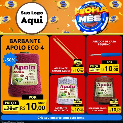 Modelo de Rede Social para Feed Facebook com o tema Fecha Mês para Armarinho e Aviamentos