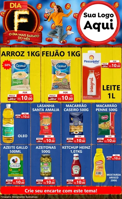 Modelo de Encarte para Encarte Grande com o tema Dia F - O Dia Mais Barato Do Mês para Supermercado