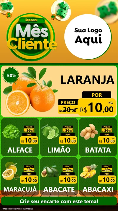 Modelo de Rede Social para Stories com o tema Especial Mês do Cliente para Hortifrúti