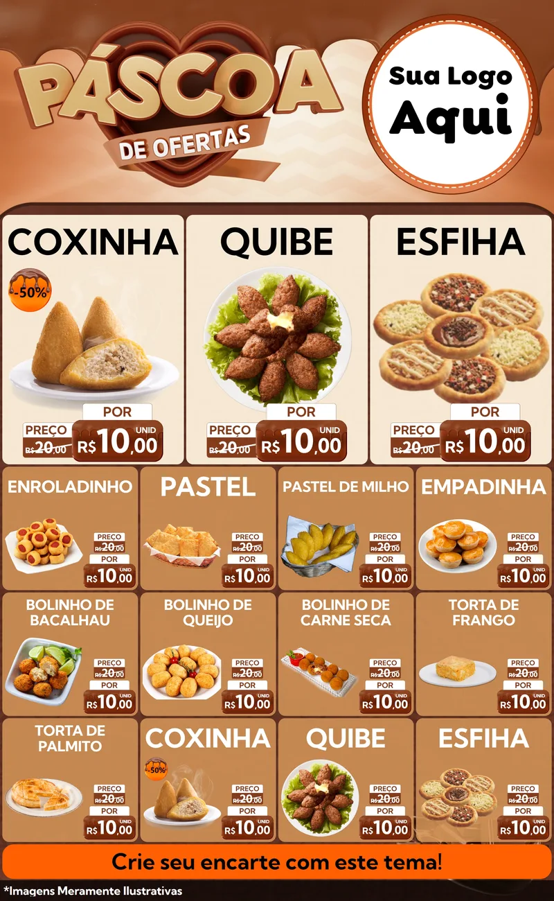 Modelo de Encarte para Encarte Grande com o tema Páscoa de Ofertas para Salgadaria