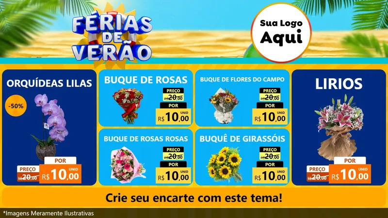 Modelo de TV para TV Horizontal com o tema Férias de Verão para Floricultura e jardim