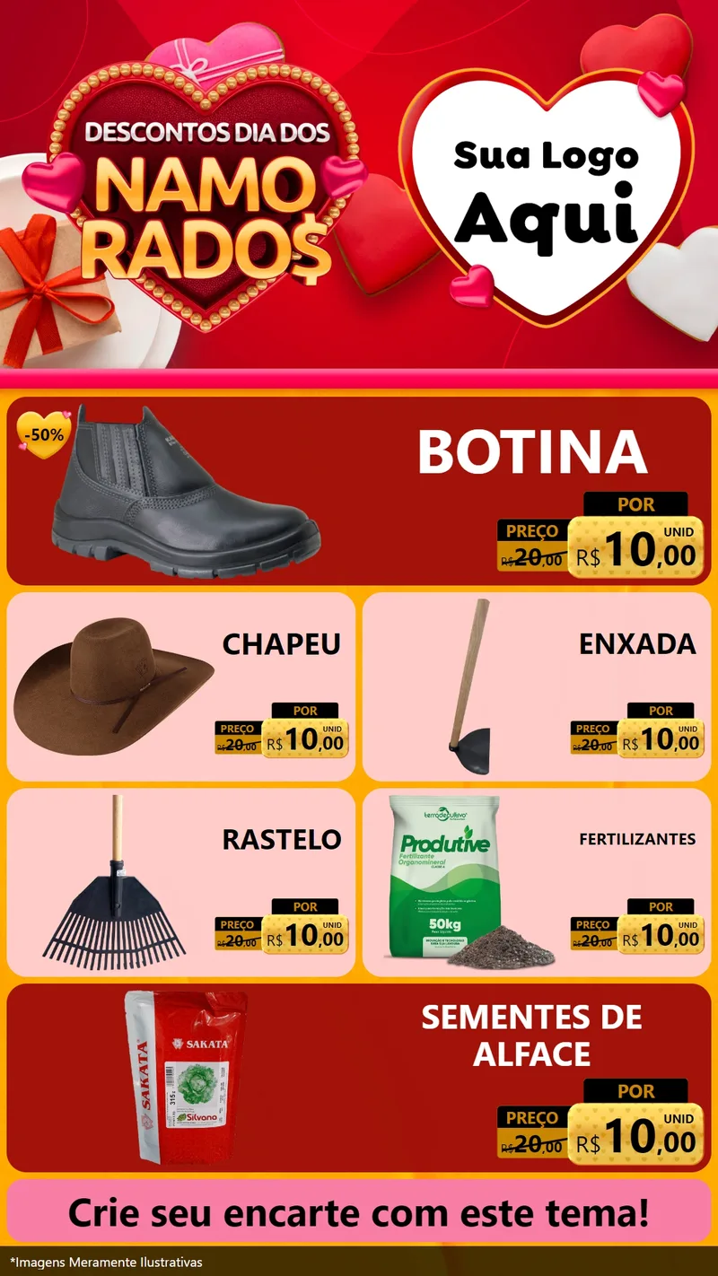 Modelo de TV para TV Vertical com o tema Descontos Dia dos Namorados para Agropecuária