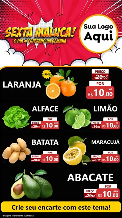Modelo de TV para TV Vertical com o tema Sexta Maluca! para Hortifrúti