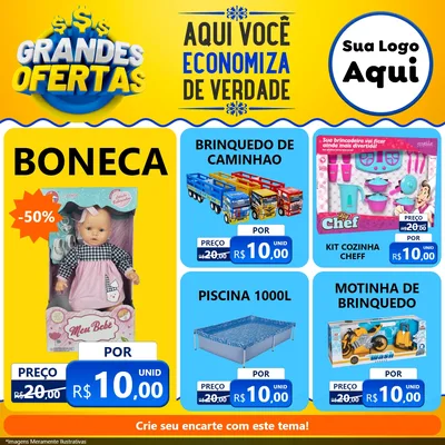 Modelo de Rede Social para Feed Facebook com o tema Grandes Ofertas para Brinquedos