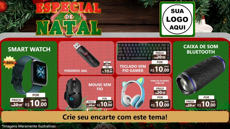 Modelo de TV para TV Horizontal com o tema Especial de Natal para Informática