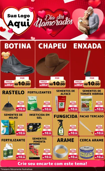 Modelo de Encarte para Encarte Grande com o tema Dia Dos Namorados para Agropecuária