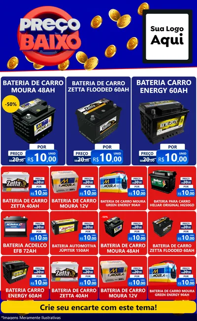 Modelo de Encarte para Encarte Grande com o tema Preço Baixo para Baterias Elétricas
