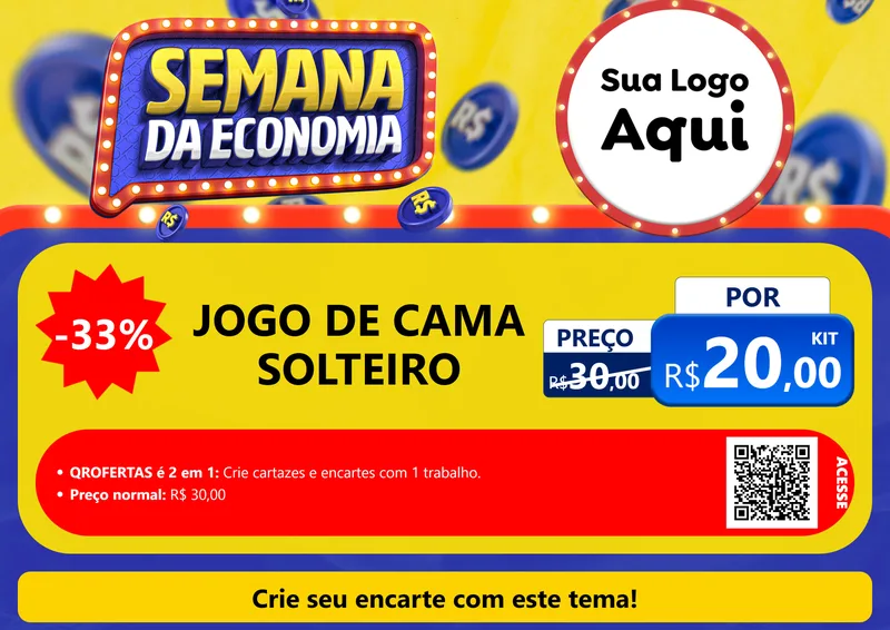 Modelo de Cartaz para Cartaz A4 Horizontal com o tema Semana da Economia para Cama, Mesa e Banho