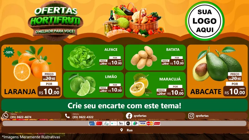 Modelo de TV para TV Horizontal com o tema Ofertas Hortifruti - O Melhor Para Você! para Hortifrúti
