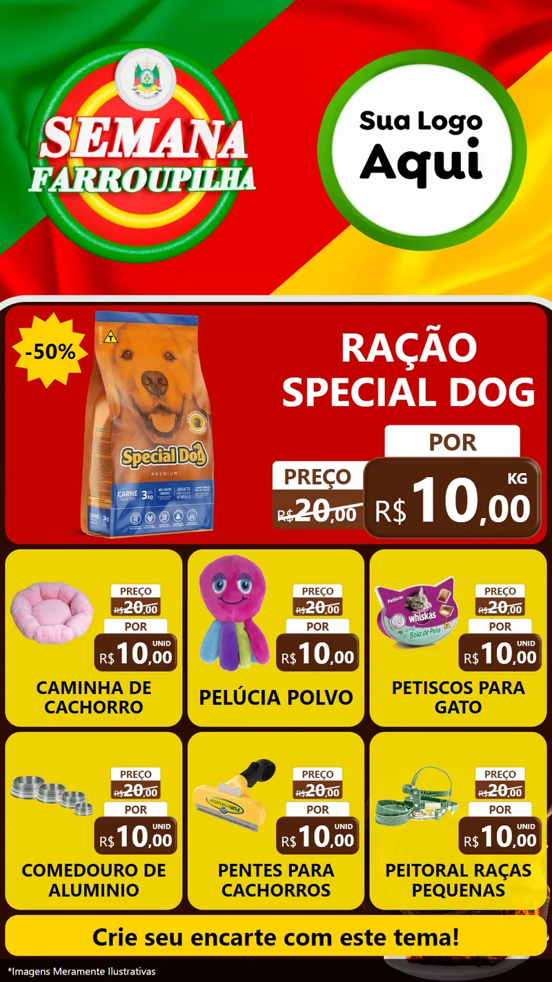 Modelo de Rede Social para Stories com o tema Semana Farroupilha para Pet Shop