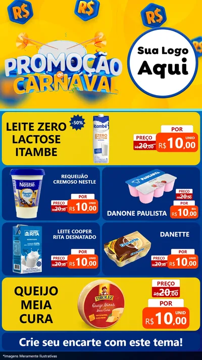 Modelo de TV para TV Vertical com o tema Promoção de Carnaval para Frios e Laticínios