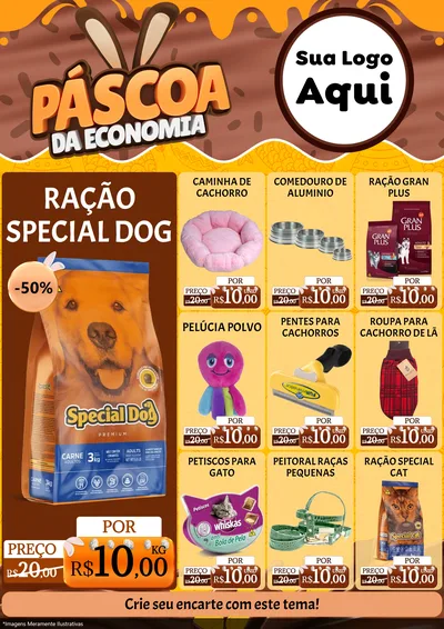 Modelo de Encarte para Encarte A4 Vertical com o tema Páscoa da Economia para Pet Shop