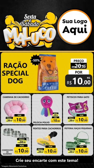Modelo de Rede Social para Stories com o tema Sexta e Sábado Maluco para Pet Shop