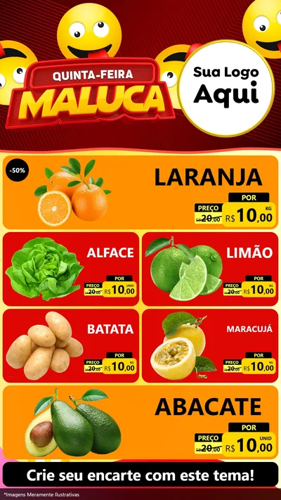 Modelo de TV para TV Vertical com o tema Quinta-feira Maluca para Hortifrúti