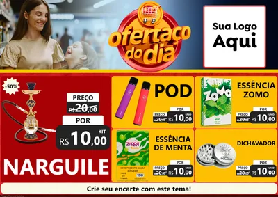 Modelo de Encarte para Encarte A4 Horizontal com o tema Ofertaço Do Dia para Tabacaria