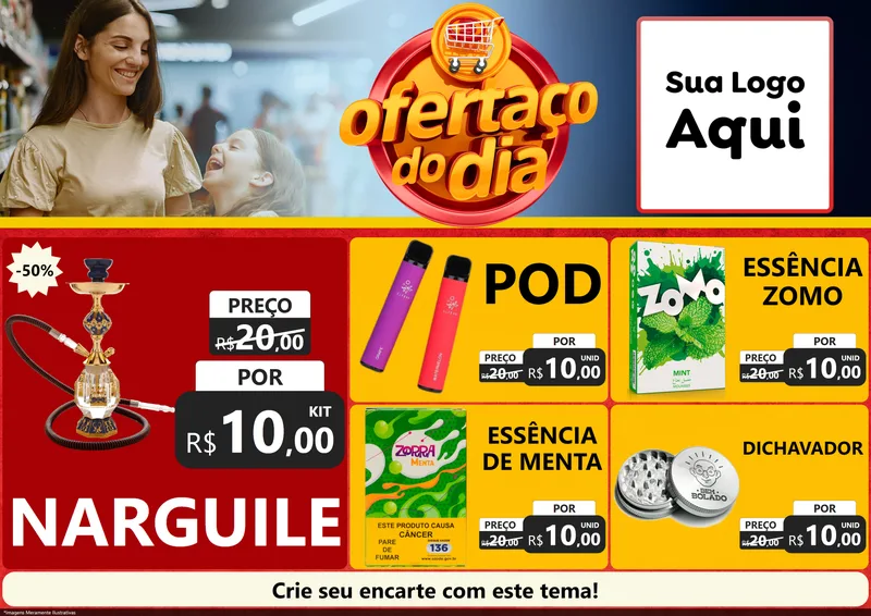Modelo de Encarte para Encarte A4 Horizontal com o tema Ofertaço Do Dia para Tabacaria