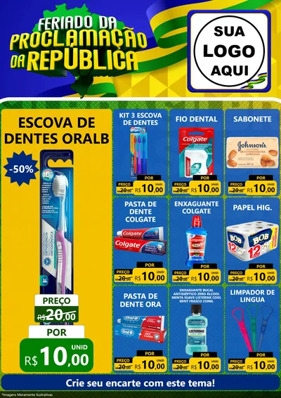 Modelo de Encarte para Encarte A4 Vertical com o tema Feriado da Proclamação da República para Higiene Pessoal