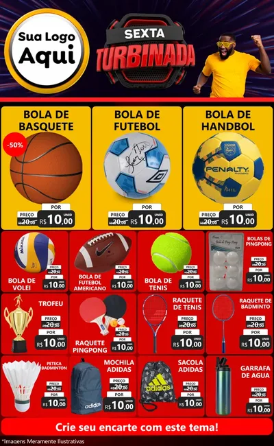 Modelo de Encarte para Encarte Grande com o tema Sexta Turbinada para Artigos Esportivos