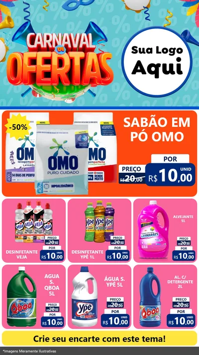 Modelo de Rede Social para Stories com o tema Carnaval de Ofertas para Produtos de Limpeza