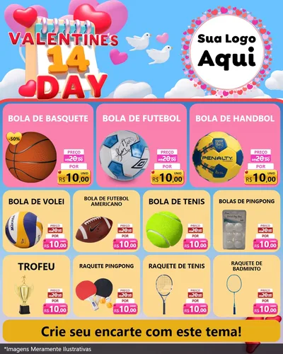 Modelo de Rede Social para Feed Instagram com o tema Valentine's Day para Artigos Esportivos