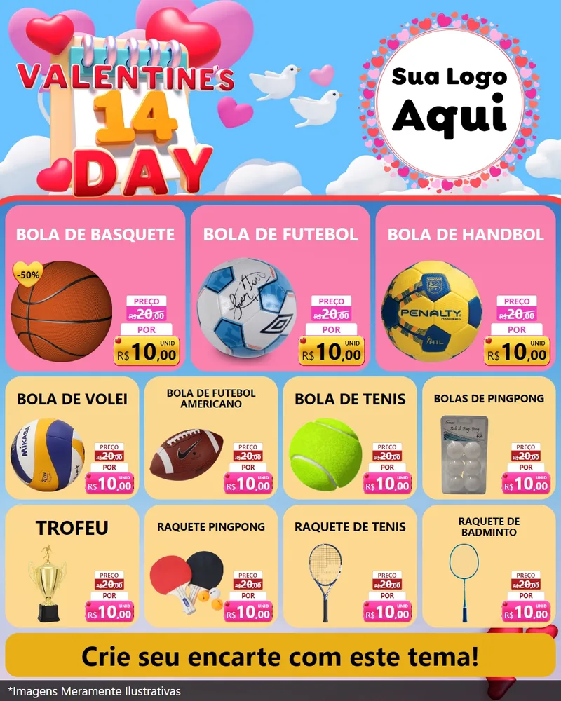 Modelo de Rede Social para Feed Instagram com o tema Valentine's Day para Artigos Esportivos