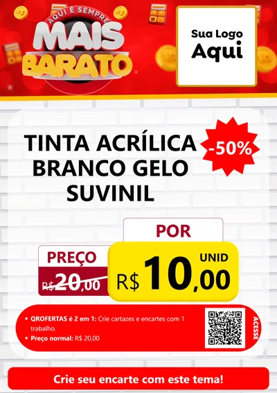 Modelo de Cartaz para Cartaz A4 Vertical com o tema Mais Barato para Tintas e Ferramentas