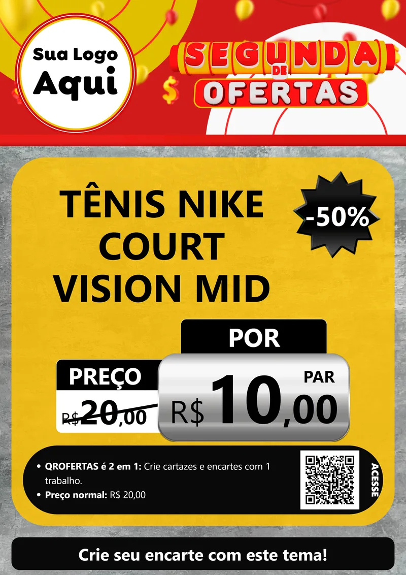 Modelo de Cartaz para Cartaz A4 Vertical com o tema Segunda de Ofertas para Calçados