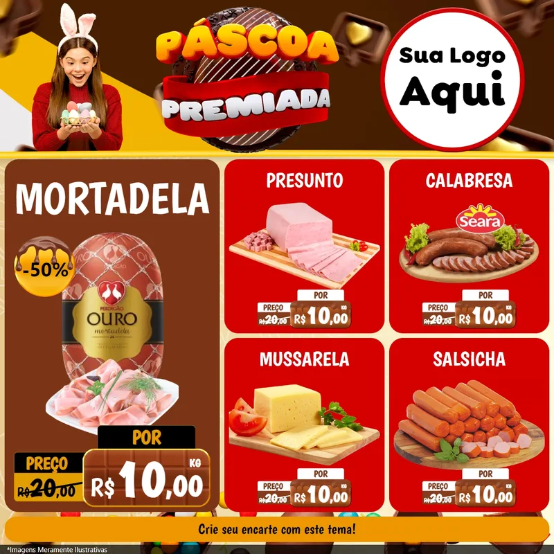 Modelo de Rede Social para Feed Facebook com o tema Páscoa Premiada para Frios e Laticínios
