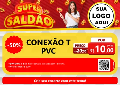Modelo de Cartaz para Cartaz A4 Horizontal com o tema Super Saldão para Tubos e conexões