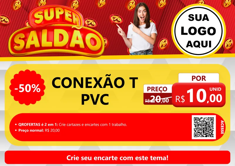 Modelo de Cartaz para Cartaz A4 Horizontal com o tema Super Saldão para Tubos e conexões