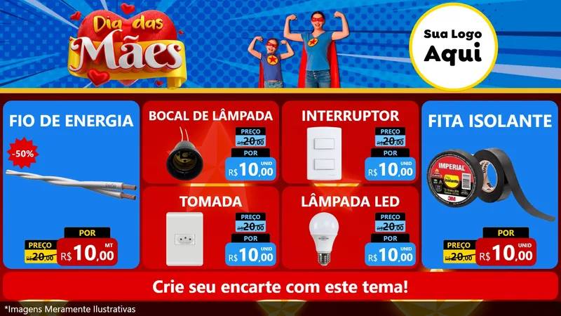 Modelo de TV para TV Horizontal com o tema Dia das Mães para Materiais Elétricos