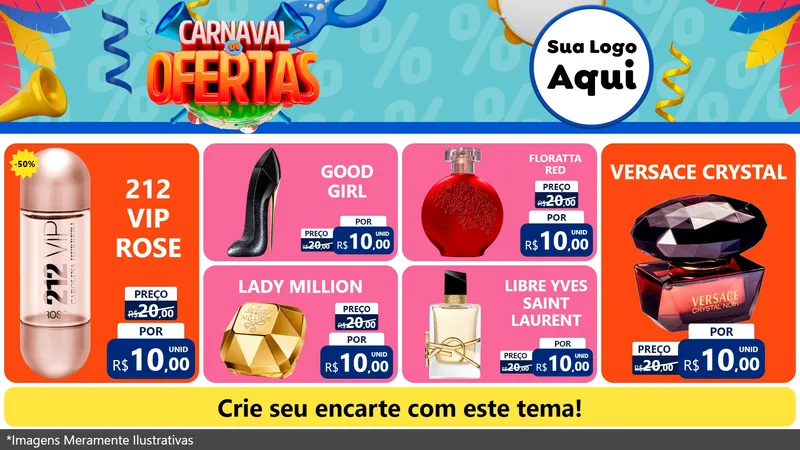 Modelo de TV para TV Horizontal com o tema Carnaval de Ofertas para Perfumes