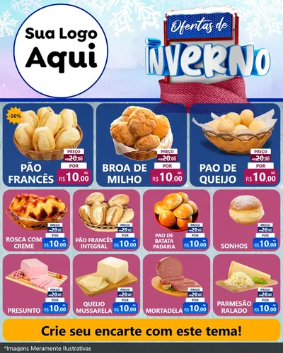 Modelo de Rede Social para Feed Instagram com o tema Ofertas de Inverno para Padaria
