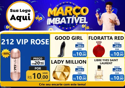 Modelo de Encarte para Encarte A4 Horizontal com o tema Março Imbatível para Perfumes