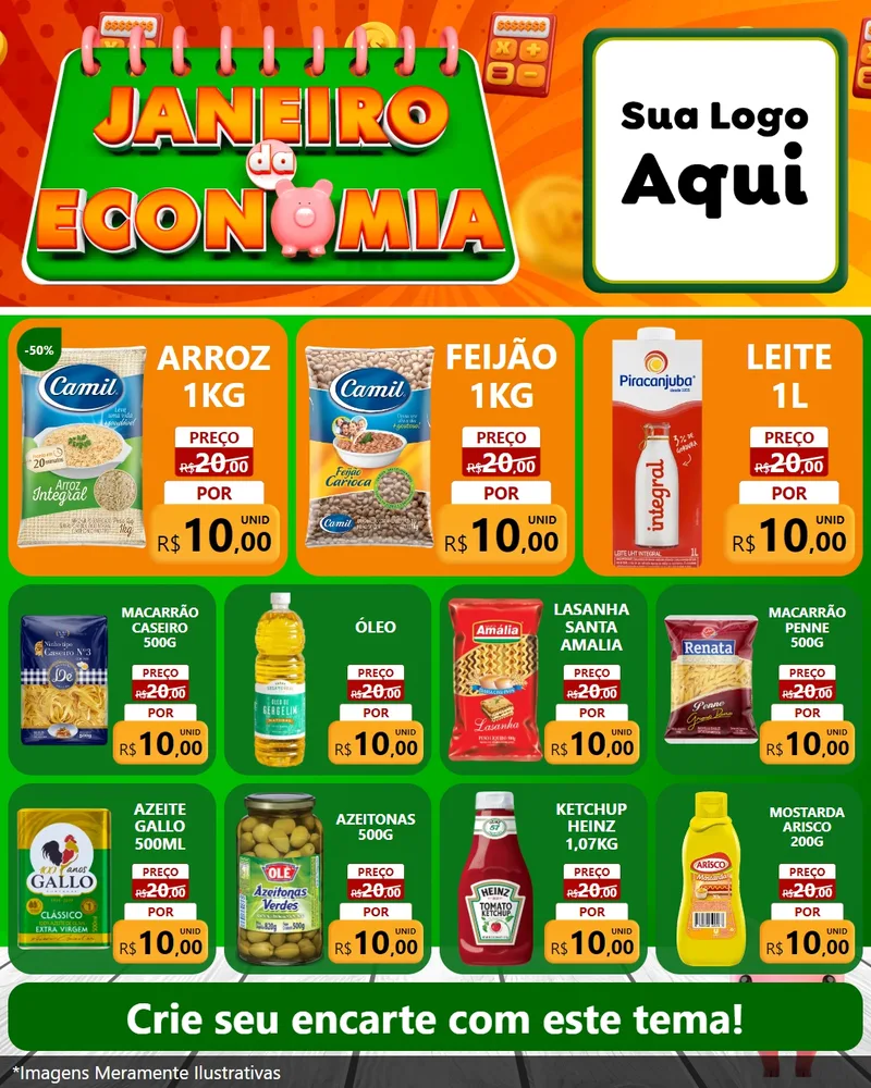 Modelo de Rede Social para Feed Instagram com o tema Janeiro da Economia para Supermercado