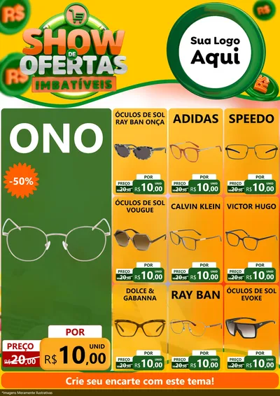 Modelo de Encarte para Encarte A4 Vertical com o tema Show de Ofertas Imbatíveis para Óticas