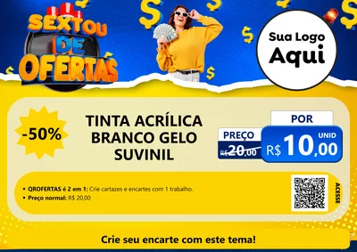 Modelo de Cartaz para Cartaz A4 Horizontal com o tema Sextou de Ofertas para Tintas e Ferramentas