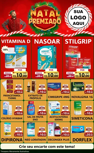 Modelo de Encarte para Encarte Grande com o tema Natal Premiado para Farmácia