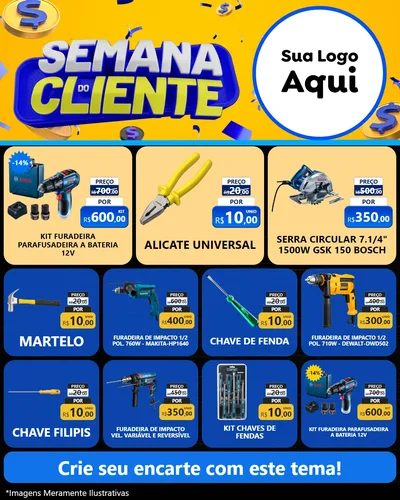 Modelo de Rede Social para Feed Instagram com o tema Semana do Cliente para Maquinas e Ferramentas