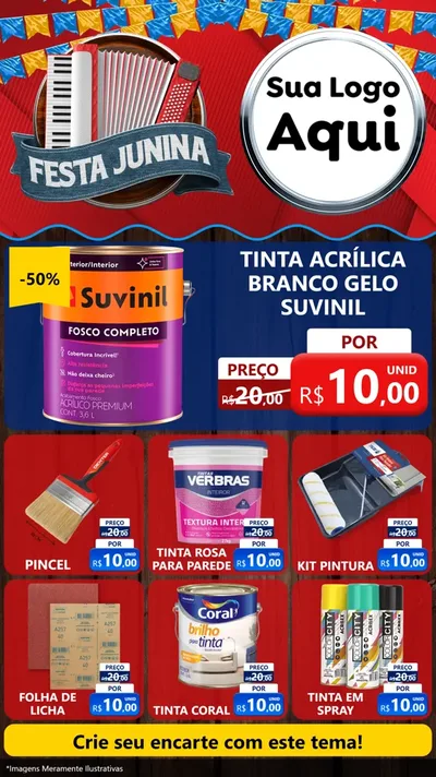 Modelo de Rede Social para Stories com o tema Festa Junina para Tintas e Ferramentas