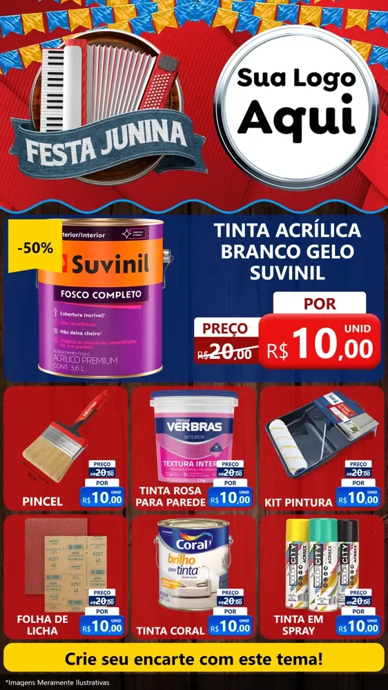 Modelo de Rede Social para Stories com o tema Festa Junina para Tintas e Ferramentas