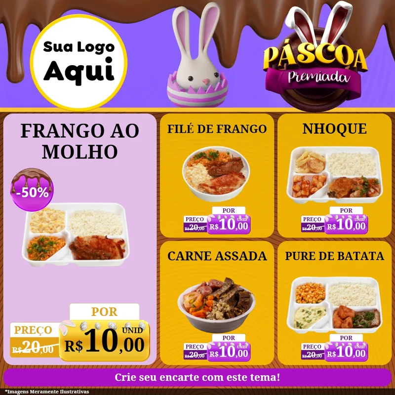 Modelo de Rede Social para Feed Facebook com o tema Páscoa Premiada para Restaurante
