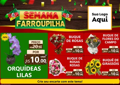 Modelo de Encarte para Encarte A4 Horizontal com o tema Semana Farroupilha para Floricultura e jardim