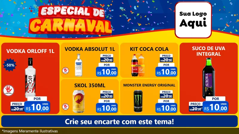 Modelo de TV para TV Horizontal com o tema Especial de Carnaval para Distribuidora de bebidas
