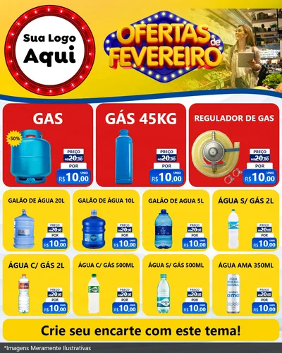 Modelo de Rede Social para Feed Instagram com o tema Ofertas de Fevereiro para Água e gás